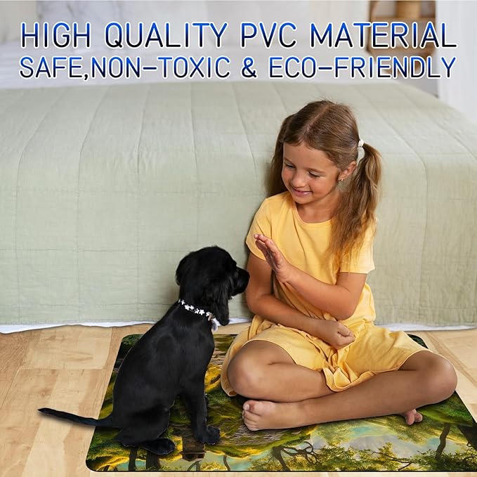Dog Food Mat, 19.6" x 23.6" Absorbent Pet Feeding Mat for Food and Water, Waterproof Diatom Mud Pet Placemat with Non-Slip Rubber Backing, Easy Clean Cat Bowl Mat for Floors - Creek Castle