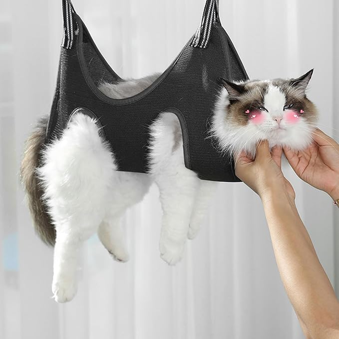 Haofy Pet Grooming Hammock Restraint Bag Multi Functional Cat Dog Grooming Sling Hanging Harness for Secure Nail Trimming Brushing Teeth Cleaning DIY for Pets at Home Salon (M)
