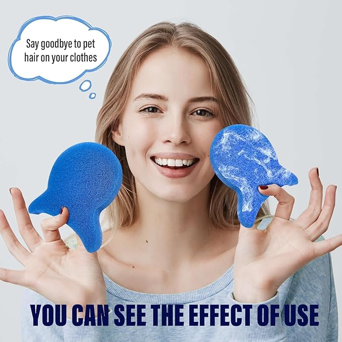 6 Pack Reusable Washing Machine Lint Remover Sponge, Lightweight Laundry Pet Hair Catcher Sponge, Easy to Use Lint & Fluff Cleaner for Clothes, Efficient Hair Absorber for All Washer Types