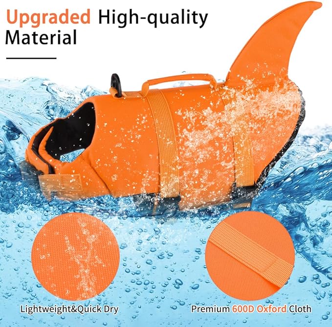 EMUST Large Dog Life Jacket, Dog Life Vests for Swimming, Small/Medium/Large Pet Swim Vest with Rescue Handle, Adjustable Pet Flotation Vest for Water at Pool, Beach, Boating (XL,SolidOrange)