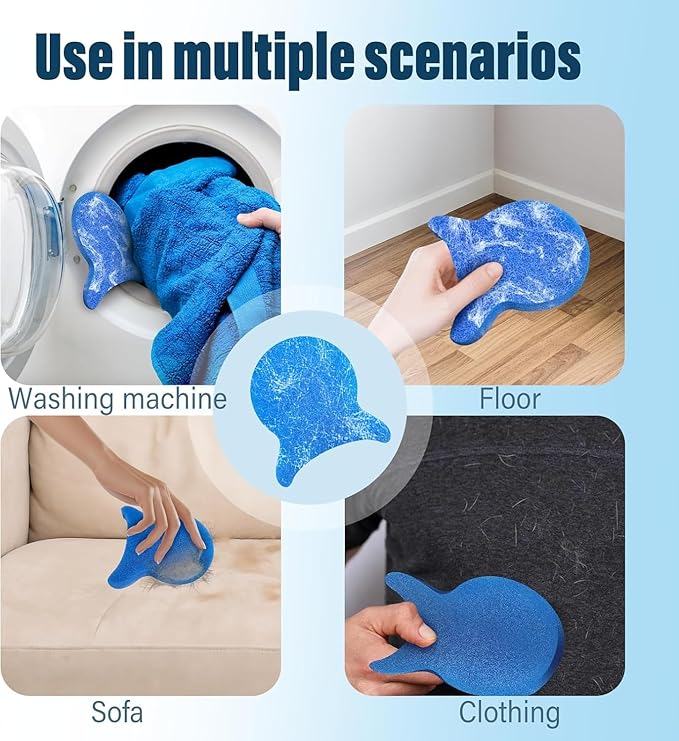 6 Pack Reusable Washing Machine Lint Remover Sponge, Lightweight Laundry Pet Hair Catcher Sponge, Easy to Use Lint & Fluff Cleaner for Clothes, Efficient Hair Absorber for All Washer Types