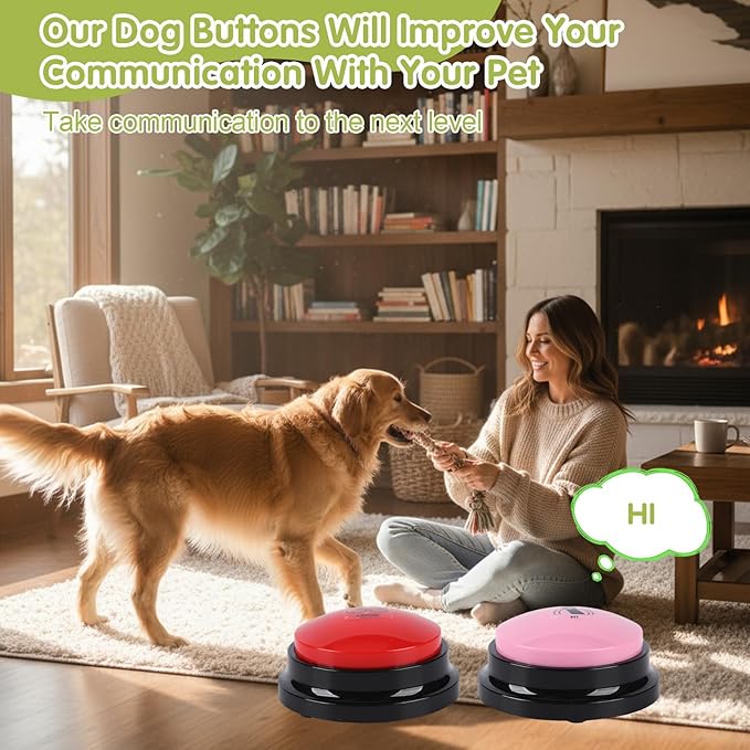 Dog Buttons for Communication 10 Dog Talking Buttons Starter Set 30S HD Recordable Training Buttons with Waterproof Anti-Slip Mat + 50 Scene Stickers