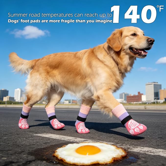 EXPAWLORER Anti Slip Dog Socks to Prevent Licking Paws, Dog Shoes for Hot Pavement, Dog Booties for Hardwood Floors, Dog Boots & Paw Protectors with Grippers for Small Medium Large Senior Dogs L