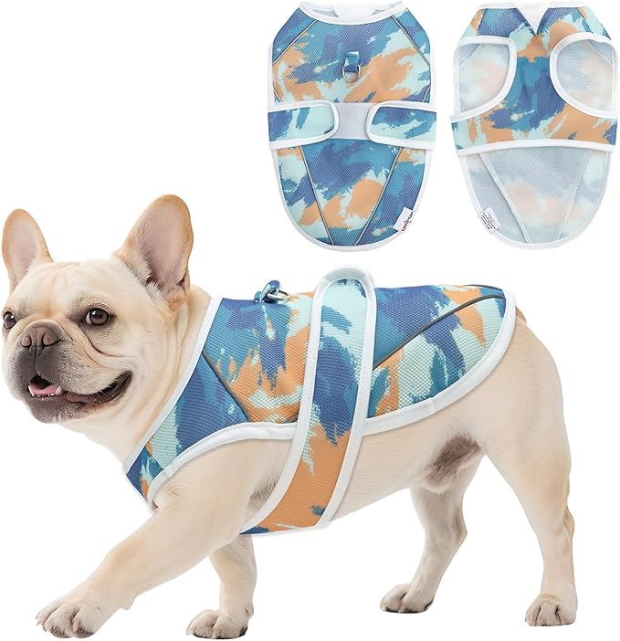 Dog Cooling Vest – Lightweight Pet Cooling Shirt 3D Breathable Mesh, Reflective Strips & UV Protection for Walking, Hiking, Park – Adjustable Fit Dog Cooler Jacket with D-Ring U-DCV02XL