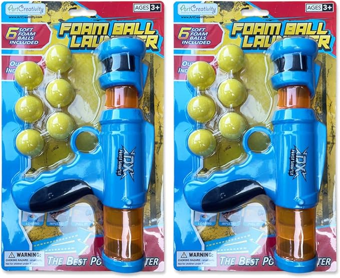 ArtCreativity Foam Ball Launcher Blasters Set of 2 - Air Powered Ball Shooters for Kids with 12 Soft Foam Balls, Safe Pop Guns for Boys & Girls, Fun Outdoor Play Toy Gift