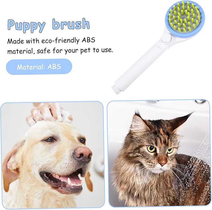Balacoo Eco Friendly Pet Shower Sprayer with Hose Massaging Dog Bath Brush for Long Hair Puppy Grooming and Easy One Handed Bathing