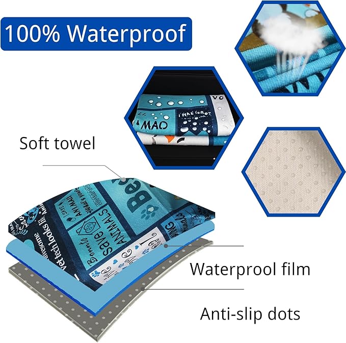 Waterproof Car Seat Cover for Front Seats, Protector for Cars SUVs Trucks, Sweat Towel Seat Covers Bucket for Gym,Workout,Beach,Hiking,Running and Swimming(Vet Tech Gift, 2PCS)