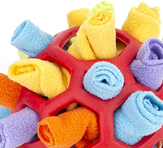 Dog Snuffle Ball Foraging Snuffle Mat Dog Puppy Treat Dispenser Slow Feeder Interactive Dog Toys Dog Puzzle Toys (Red)