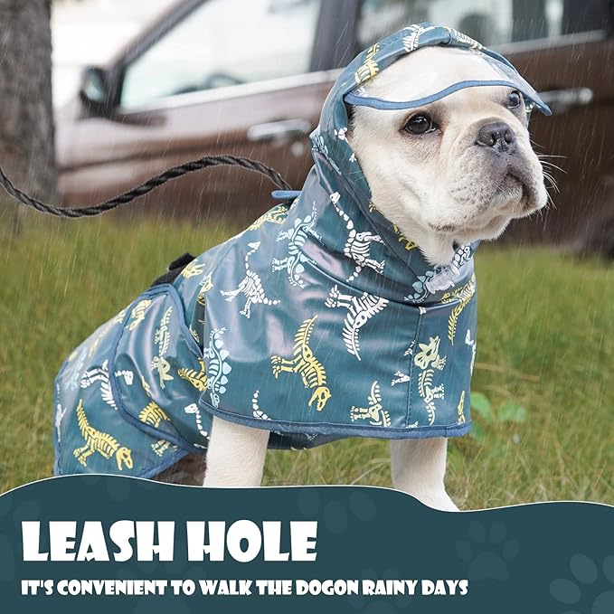 Dog Raincoat for Medium Dogs, Dog Rain Jacket with Clear Hooded, Waterproof Dog Rain Coat with Adjustable Belly Strap, Dogs Safety Vest for Outdoor Adventures Walking(Green,M)