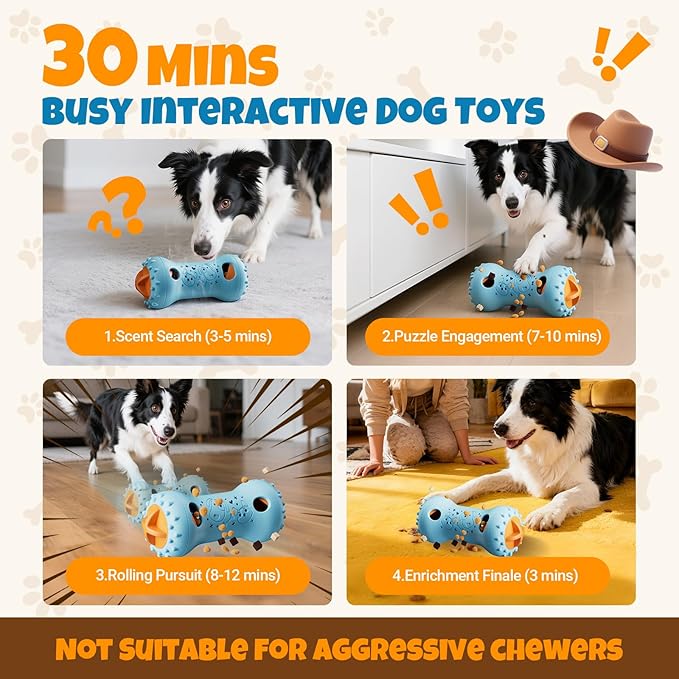 FOXMM Interactive Treat Dispensing Dog Toys – Adjustable Puzzle Toy to Keep Dogs Busy, Enrichment, Mental Stimulation, Cognitive Fun and Boredom Buster for Puppy Teething, for Small Medium Dogs