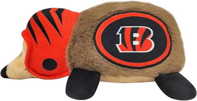 NFL Cincinnati Bengals Plush Hedgehog Toy for Dogs & Cats, Cool Soft Pet Toy for Fun and Interactive Play, Dog Chew Toy with Squeaker, Licensed Hot Pet Toy