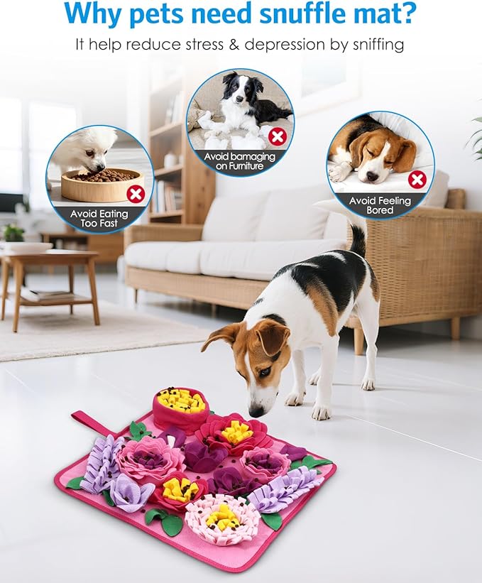 AMIR Snuffle Mat for Dogs, Dog Snuffle Mat, Slow Feeding Sniff Mat for Dogs Encourages Foraging Skills, Reduces Stress, and Aids in Training