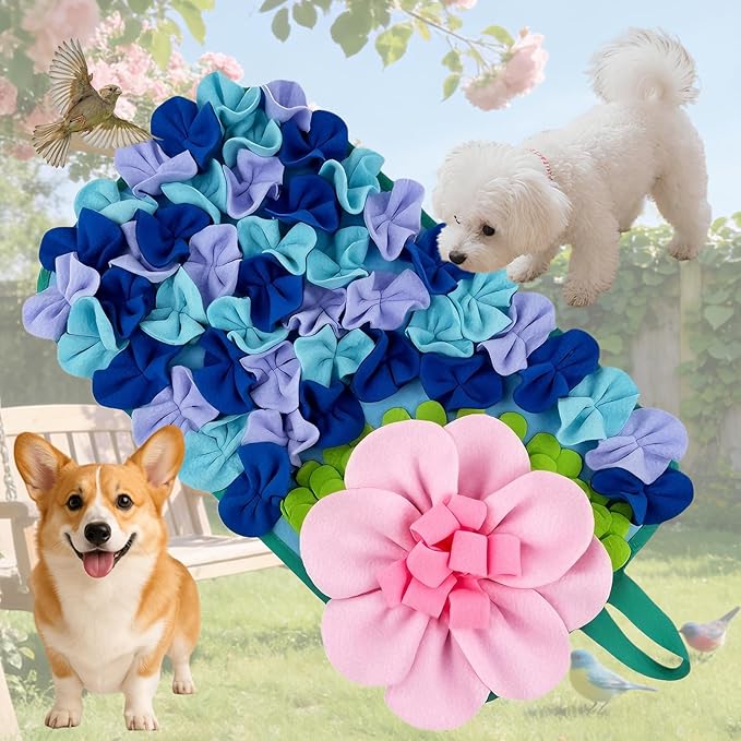 Snuffle Mat for Dogs, Snuffle Mat for Cats Rabbit Foraging Mat Interactive Feed Game Puzzle Toy for Rabbit Bunny Guinea Pigs Chinchillas Ferrets Feeding Mat Bedding Cage Accessories Blue-Purple