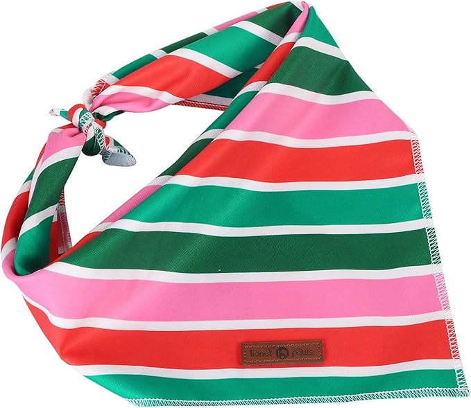 lionet paws Christmas Dog Bandana,Fabric Colorful Stripe Dogs Kerchief for Small Medium Dogs,Dog Cotton Triangle Bibs Scarf for Girl Boy