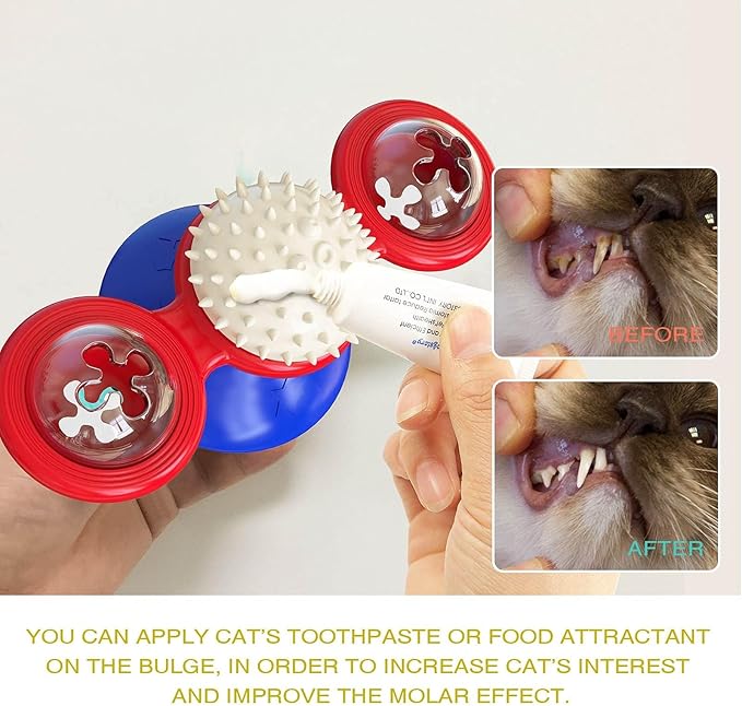 GBSYU Interactive Windmill Cat Toys with LED Light Ball Suction Cup Catnip Toy for Indoor Cat Exercise