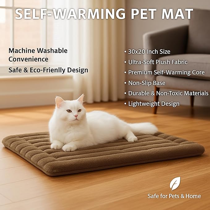 Self Warming Pet Mat 24x18 inch Soft Cozy Self Heating Cat Pad Machine Washable Cat Bed for Indoor S Pet Warming Mat Bed