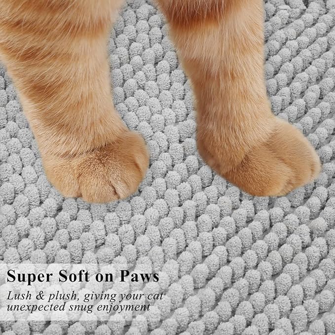 VIVAGLORY Soft Cat Litter Box Mat, Large Litter Trapping Mat for Indoor Cat, Machine Washable Cat Kitty Litter Tray with No-Slip and Waterproof, 31"× 20", Grey