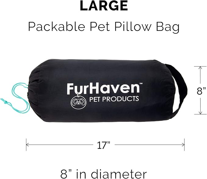 Furhaven Outdoor Travel Dog Bed for Large/Medium Dogs w/ Carry Bag, Washable & Foldable, Great for Crates & Kennels - Trail Pup Travel Pillow Mat w/ Stuff Sack Bag - Flame Red/True Blue, Large
