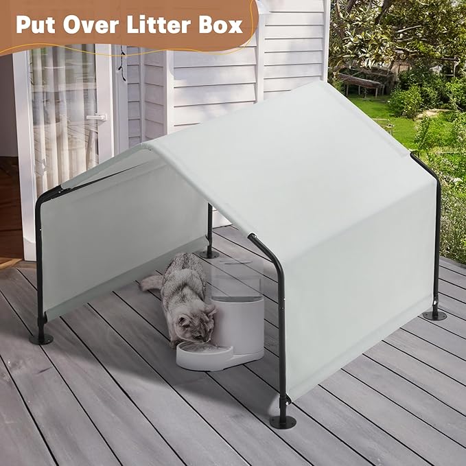 Dog Shade Shelter Outside 4'x4'x3' Tent for Large Medium Dogs, Outdoor Sun Rain Canopy Pet House for Livestock Pigs Cats with Waterproof Roof Ground Nails,Cloud Grey