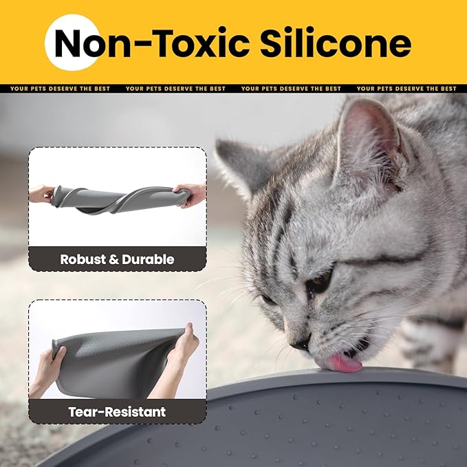Conlun Dog Food Mat,Raised Edges Pet Food Mats for Spill Containment,BPA-Free Silicone Cat Dog Feeding Mat for Floor Waterproof,Rubber Pet Placemats for Food and Water Bowls 1/2 Inch