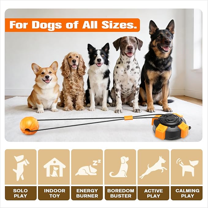 Powerful Suction Cup Dog Toy, Cognitive Dog Toys, War Dog Toy for Aggressive Chewers Durable Puppy Molar Chew Toy with Teeth Cleaning Dog Enrichment Toys for Boredom & Anxiety Relief (Orange Black)