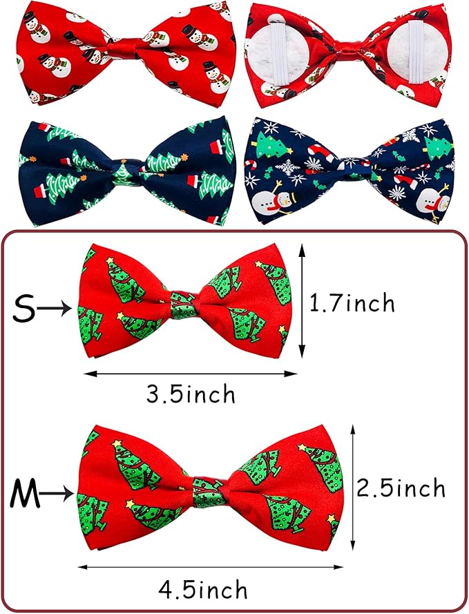PET SHOW 10pcs/Pack 4.5 * 2.5" Christmas Large Dogs Collar Attachment Bow Ties Xmas Parties Medium Dog Cats Collar Charms Accessories Slides Bowties Assorted