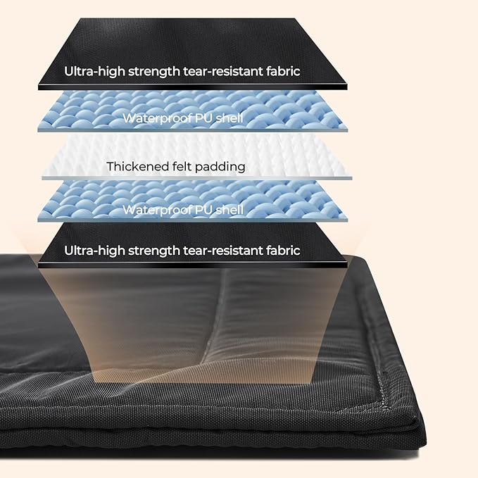 Chew Proof Dog Crate Pad - Indestructible Durable Dog Bed for Aggressive Chewers, Machine Washable & Waterproof Indoor Outdoor Tough Kennel Pad for Small Dogs (Small (18"x29"))