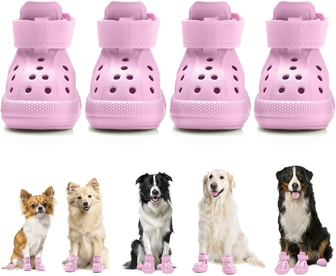 Nasjac Dog Shoes for Hot Pavement - Breathable Dog Sandals with Non Slip Soles & Reflective Straps, Easy ON & Off, Easy-Clean Summer Outdoor Pet Boots for Small Medium Large Dogs, PI, 5