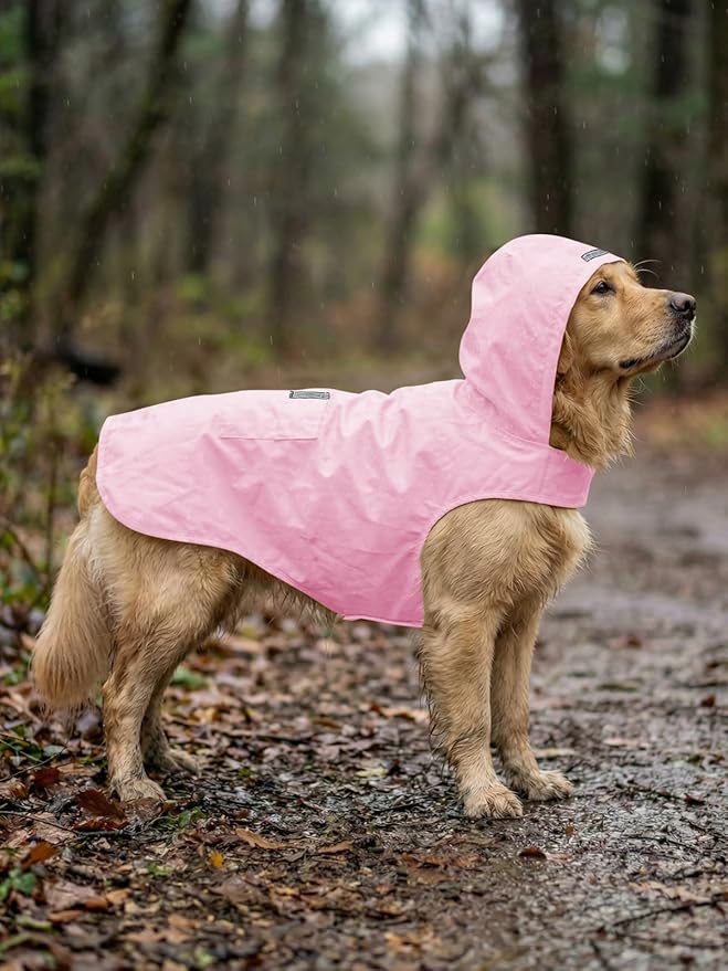 Dog Raincoat Reflective Adjustable Hooded Pet Rain Jacket Poncho with Leash Hole for Dogs S-5XL