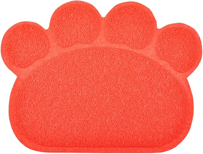 DM Paw-Shaped Cat Litter Box Mat, Scarlet, 15.75x11.75 Inches, 1 Count