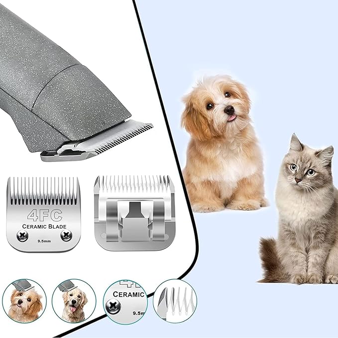 4FC Blade Detachable Pet Clipper Replacement Blades, Ceramic and Stainless Steel, Compatible with Andis, Oster, and Wahl Clippers