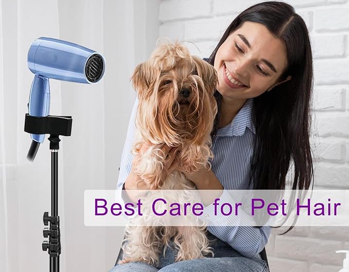 Purple River Hair Dryer Stand 20" to 63" Adjustable Blow Dryer Holder with Tripod and Universal Clip, Easy to Use, Hands Free Relieve Wrist Pain, Shoulder Periarthritis etc (Black)