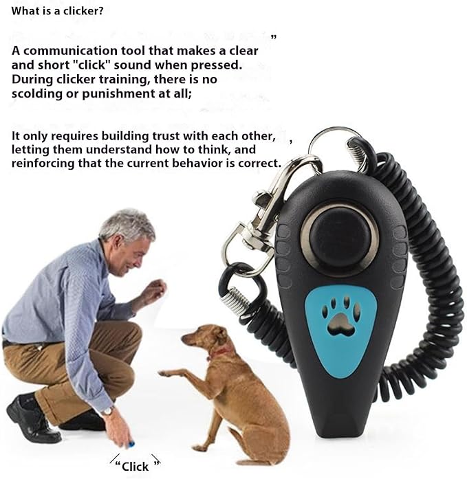 URBEST Dog Training Clickers and Whistle in One, Pet Training Clicker for Dog Cats Puppy Birds Horses (2)