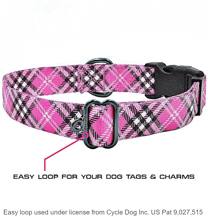 Max and Neo Plaid Pattern NEO Dog Collar - We Donate a Collar to a Dog Rescue for Every Collar Sold (Pink, Small)