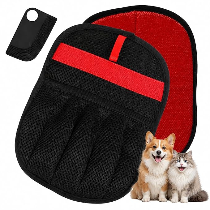 Pet Hair Remover & Grooming Glove Reusable Fur Remover Tool for Dogs & Cats – Large Electrostatic Lint Remover for Furniture, Couch, Clothes,Carpet & Car