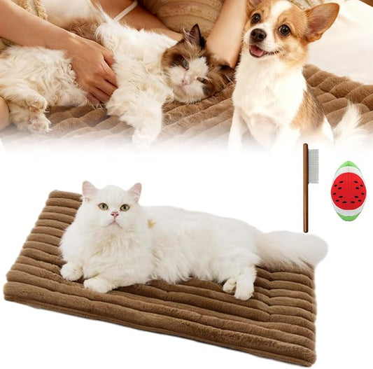 Self Warming Pet Bed, Self Warming Pet Mat, Cordless Machine Washable Selfs Warmings Pet Beds for Cats Dogs, Pets Selfs Warmings Mats for Indoor (Brown, 29 * 41)