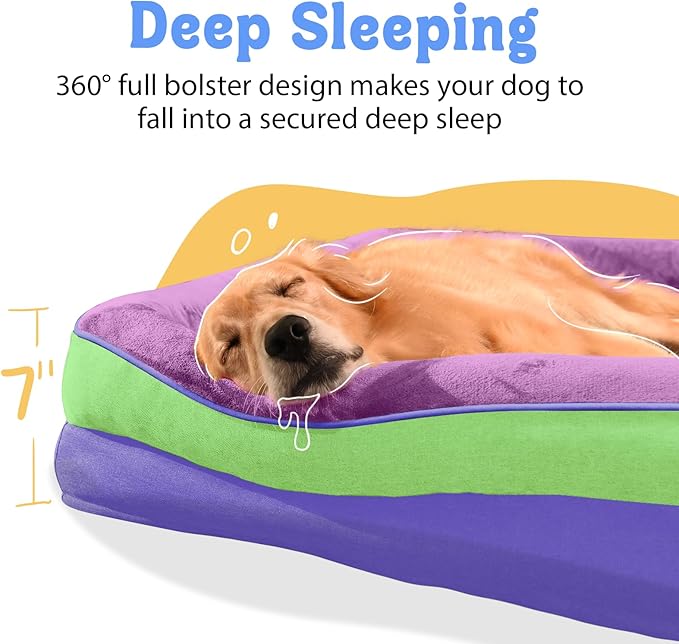 Chez Paw Orthopedic Extra Large Dog Bed - XXL Washable Giant Pet Couch Sofa with Removable Cover Waterproof Bolster for Large Size Dogs, 45x35