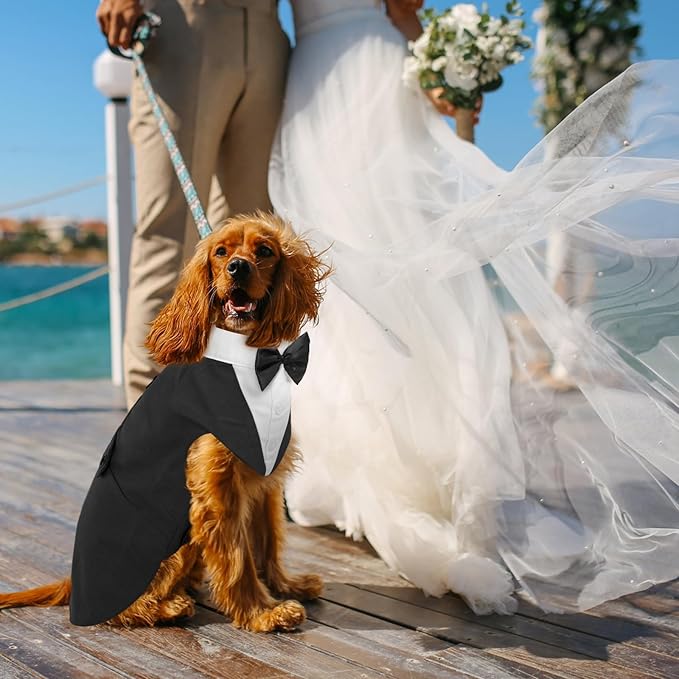 Dog Tuxedo for Large Dogs, Dog Wedding Suit and Bowtie
