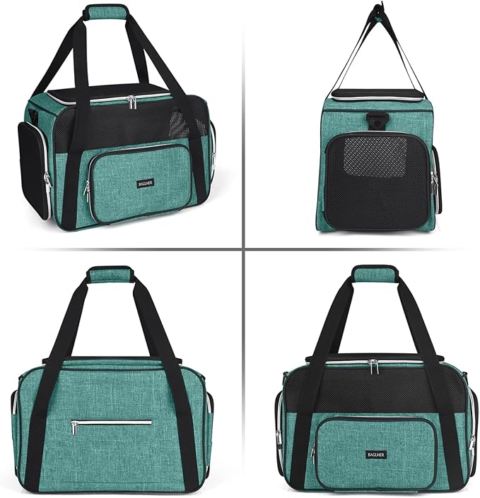 BAGLHER Pet Travel Carrier, Cat Carriers Dog Carrier for Small Medium Cats Dogs Puppies, Airline Approved Small Dog Carrier Soft Sided, Collapsible Puppy Carrier. Green