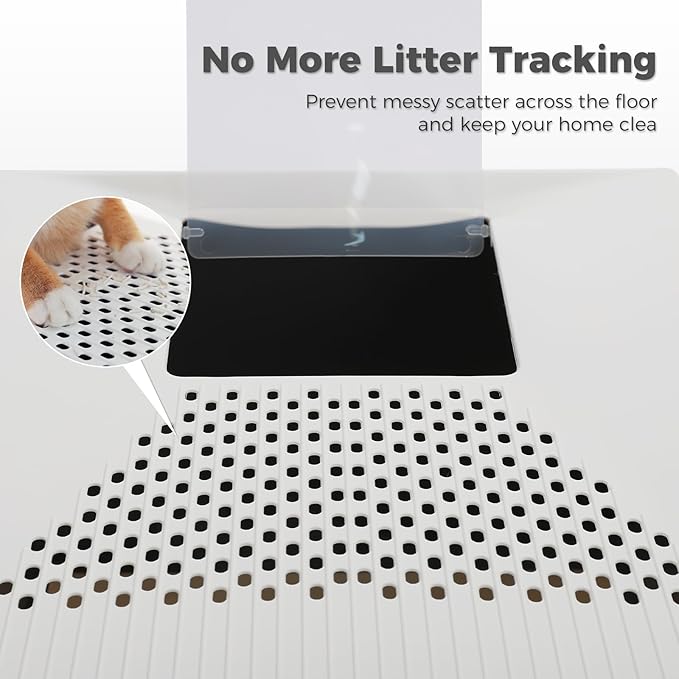 PAWZ Road Large Cat Litter Box, Dual Entry Litter Box with Lid, Fully Enclosed Drawer Type Cat Litter Box for Large Cats,Gray