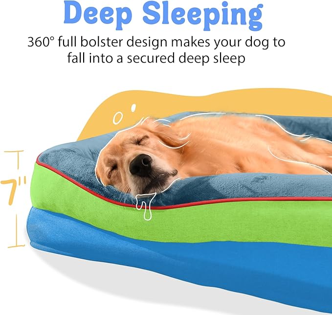 Chez Paw Extra Large Dog Bed Orthopedic - XL Orthopedic Dog Beds Waterproof Pet Couch Memory Foam Sofa Bolster with Removable Cover - 42 x 30