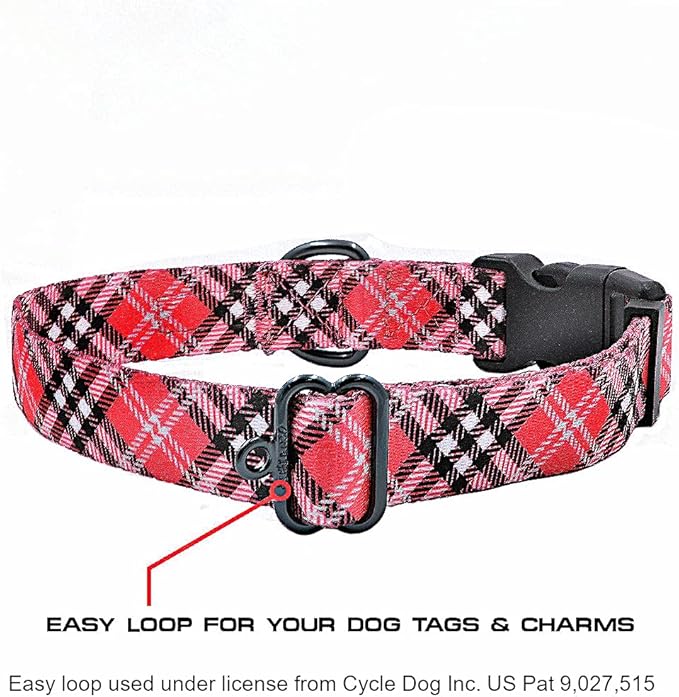 Max and Neo Plaid Pattern NEO Dog Collar - We Donate a Collar to a Dog Rescue for Every Collar Sold (Red, Large)