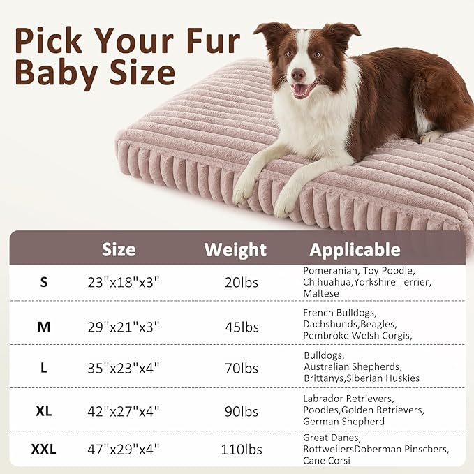 Dog Beds Large Sized Dog, Flat Pet Beds with Removable Washable Cover, Pet Mat Cute Pet Crate Bed Thick Shredded Chopped Crate Foam & Anti Slip Bottom for Indoor