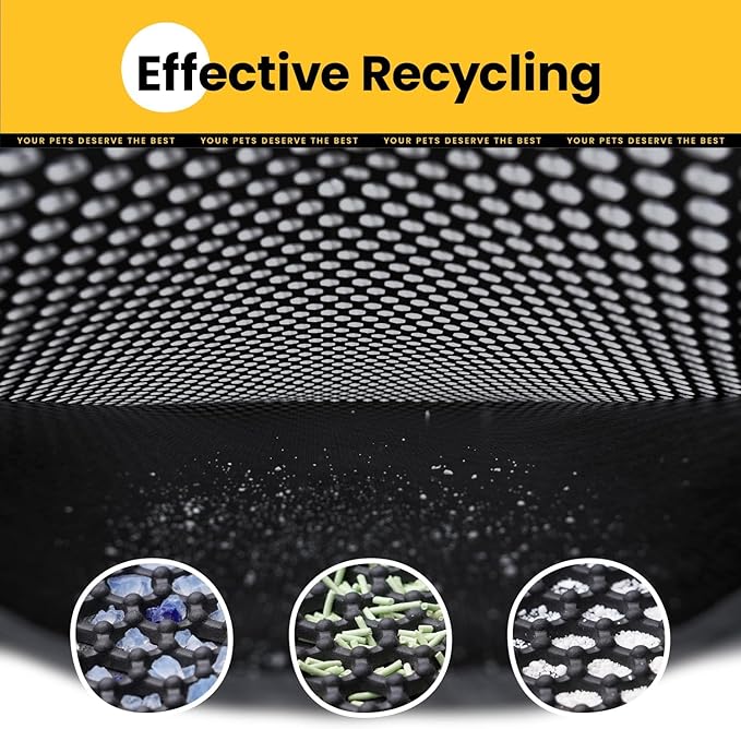 Cat Litter Mat Litter Box Mat, EVA Honeycomb Double Layer Design, Urine & Waterproof, Scatter Control Kitty Litter Mat, Less Waste, Easier To Clean,Washable, Black
