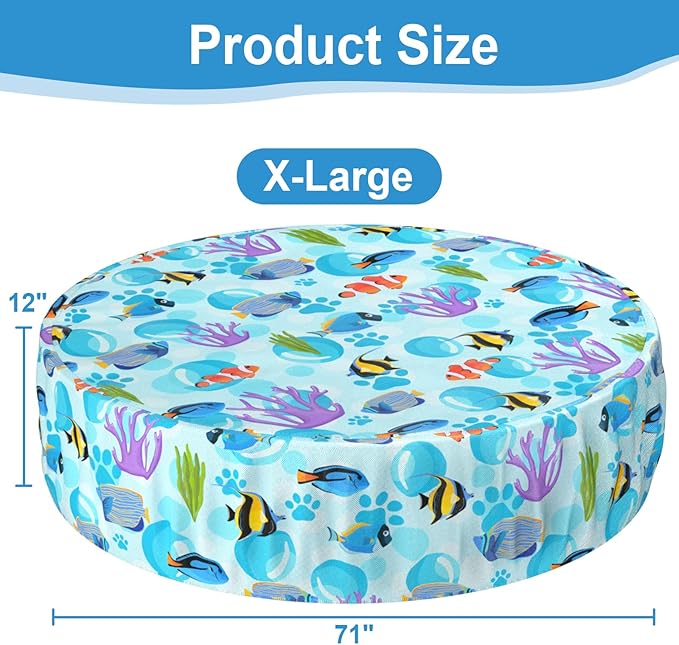 Foldable Round Dog Swimming Pool Cover, for 32 "/63“/48” Collapsible Outdoor Tub, PVC Coating Waterproof and UV Protection, Leakproof Washable Kiddie Pet Small Paddling Bath Accessories
