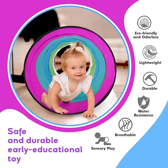 Kids Play Tunnel for Toddlers,Pop Up Crawl Through Tunnel Play Tent for Baby Infant Children or Pet,Indoor & Outdoor Toys for Boy and Girl Backyard Playset