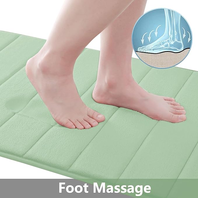 Buganda Memory Foam Bath Mat, 47" x 32", Ultra Soft and Non-Slip Bathroom Rugs, Water Absorbent and Machine Washable Bath Rug Runner for Bathroom, Shower, and Tub, Sage Green