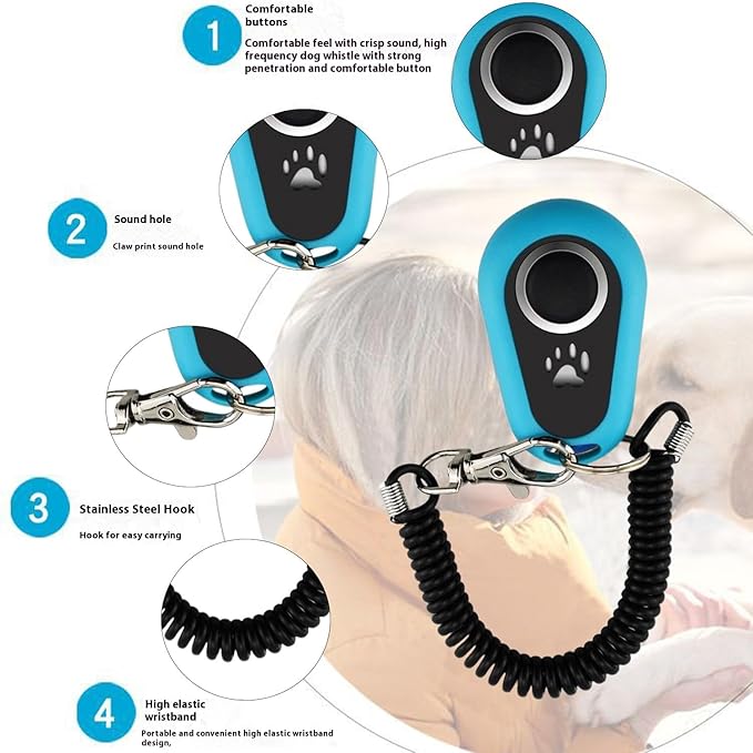 URBEST 4pcs Pet Training Clicker with Wrist Strap-Dog Training Clickers (Circle)