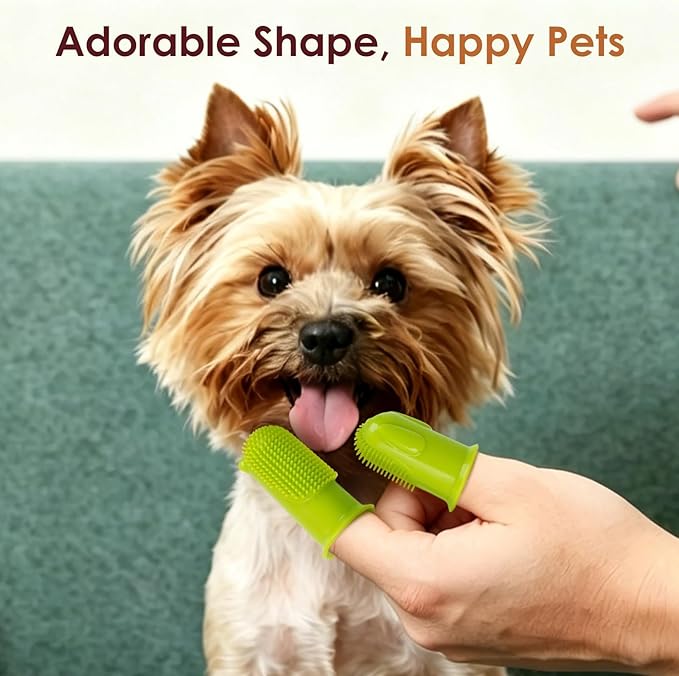 2-Pack Dog Toothbrush for Different Finger Sizes, 180° Bristle Coverage, Soft Dog Tooth Brushing Kit for Medium & Large Dogs, Dental Care Pet Teeth Plaque and Tartar Cleaning, Food-Grade Silicone
