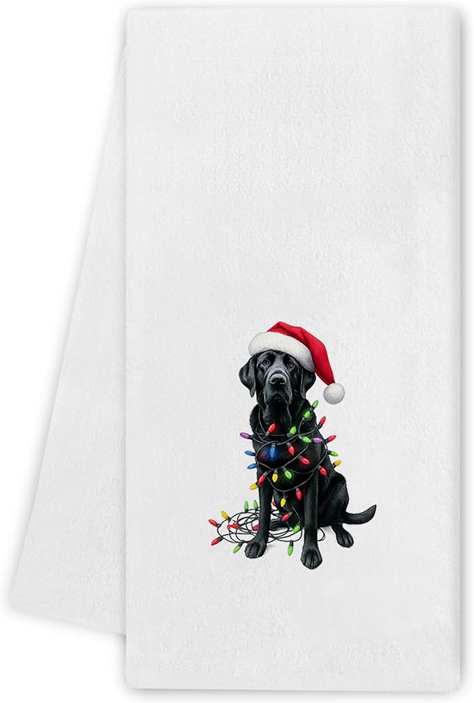 Labrador Retriever Kitchen Towels - Funny Dog Christmas Decor, Black Labrador Retriever Lovers Gifts, Halloween Dog Hand Towels Dishcloth for Kitchen Bathroom Decorative, 16x24